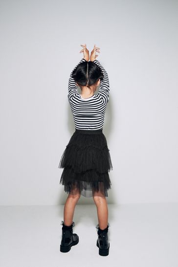Black tiered top tulle skirt