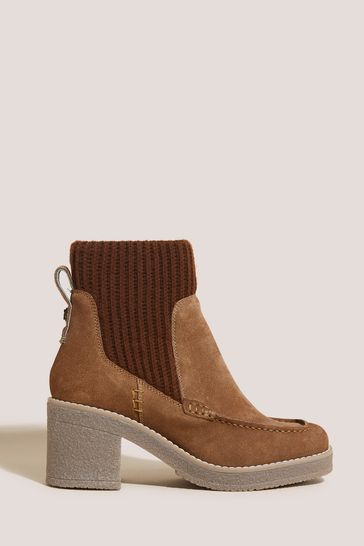 White Stuff Brown Knitted Crepe Boots
