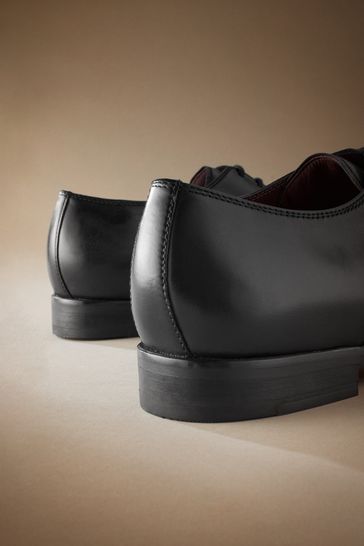 Black Signature Italian Leather Square Toe Derby Shoes