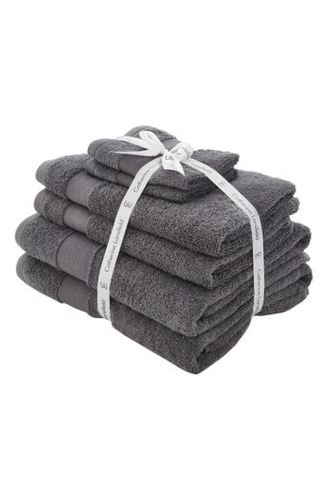 Catherine Lansfield 6 Piece Grey Anti-Bacterial Towel Bale