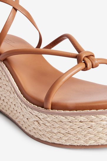 Tan Brown Forever Comfort Strappy High Wedges