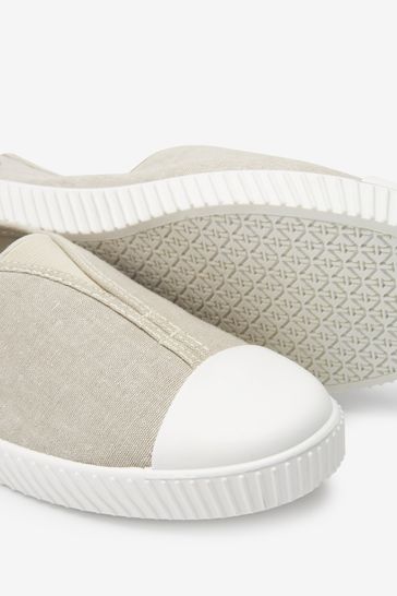 Neutral Cream Slip On Canvas Shoes