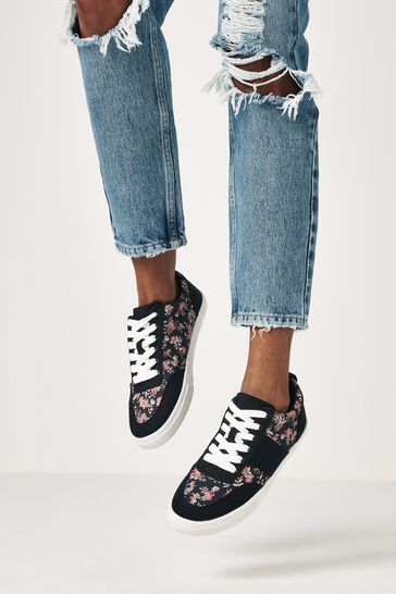 Floral Print Regular/Wide Fit Forever Comfort® Suede Lace Up Trainers
