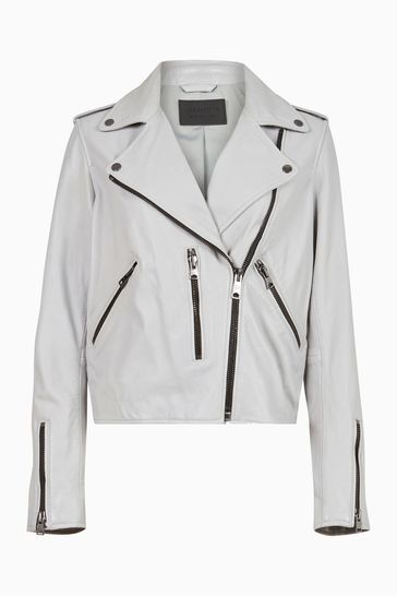 All saints best sale white leather jacket