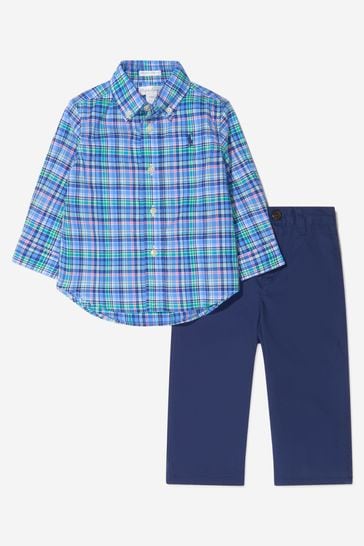Baby Boys Shirt And Trousers Set in Blue
