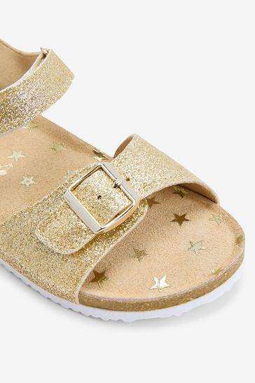 Buy Gold Glitter Standard Fit F Corkbed Sandals from Next Luxembourg