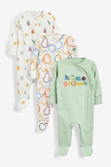 Mint Green Home Grown Baby Sleepsuits 3 Pack (0-2yrs)