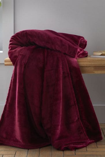 Catherine Lansfield Red Raschel Velvet Touch Plush Extra Large Throw