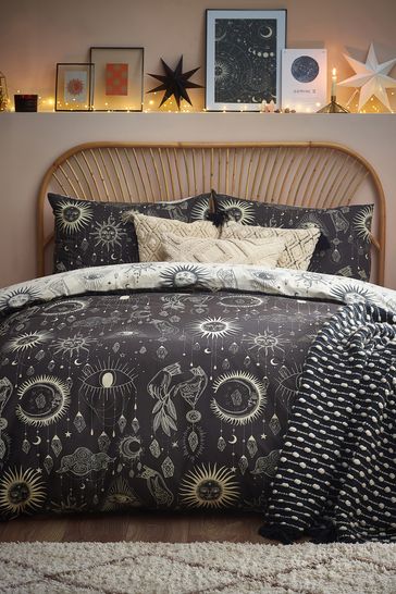 Furn Black Constellation Duvet Cover and Pillowcase Set