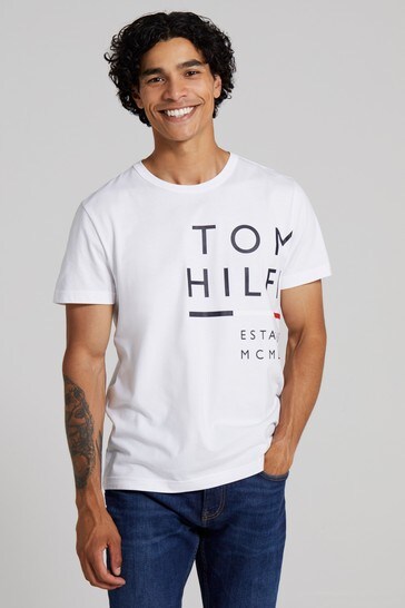 Tommy Hilfiger White Wrap Around Graphic T-Shirt