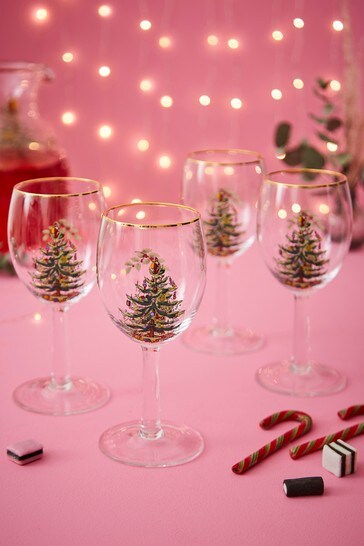 Christmas Tree Champagne Flutes Set of 4