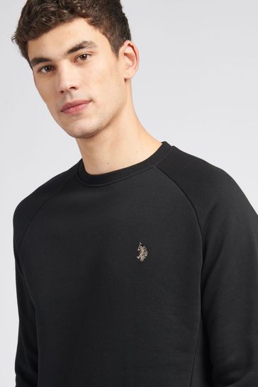Buy U.S. Polo Assn. Mens Black Raglan BB Crew Neck Sweatshirt With
