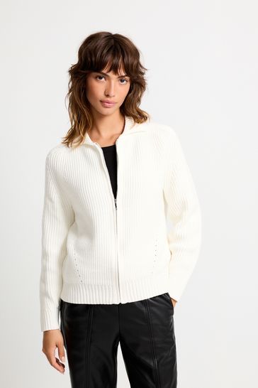 Ladies zip up on sale cardigan with collar