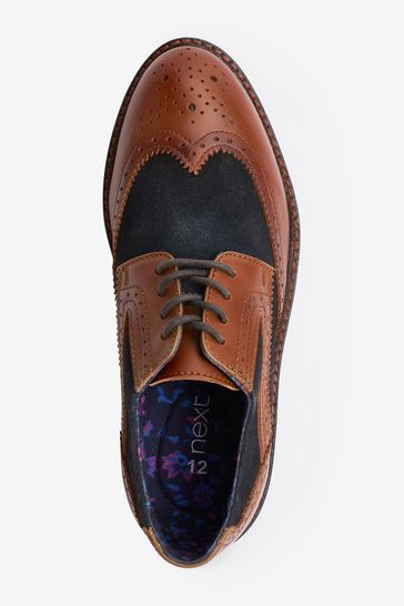 Buy Tan Brown Navy Blue Standard Fit F Leather Brogues from Next