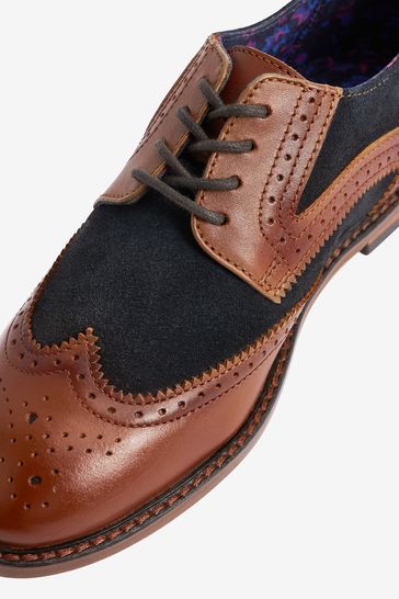 Tan clearance navy brogues