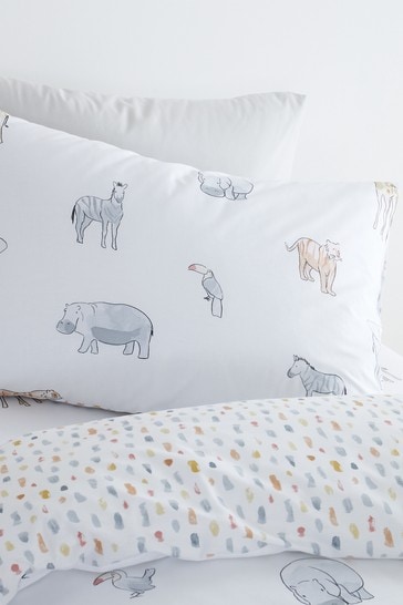 Bianca Natural Zoo Animals Duvet Cover and Pillowcase Set