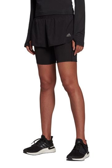adidas Black Running 3-Bar 2-In-1 Shorts