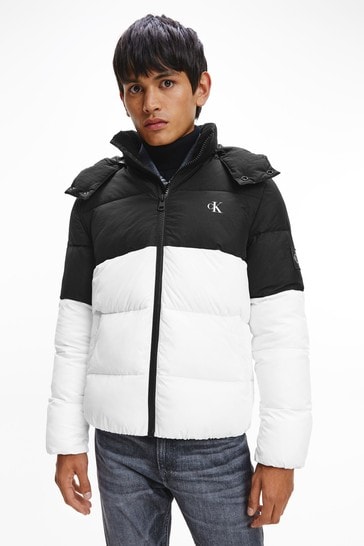 Buy Calvin Klein Black Colourblock Hooded Puffer Jacket from Next Austria