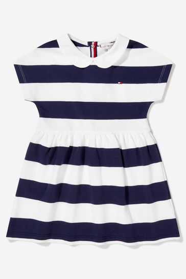 Baby Girls Rugby Stripe Dress in Navy