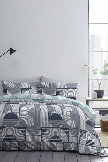 Fusion Blue Cassidy Duvet Cover and Pillowcase Set