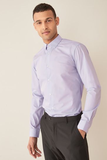 Lilac Purple Slim Fit Single Cuff Next Easy Care Shirt