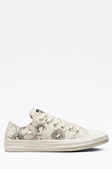Converse Cream Floral All Star Ox Trainers