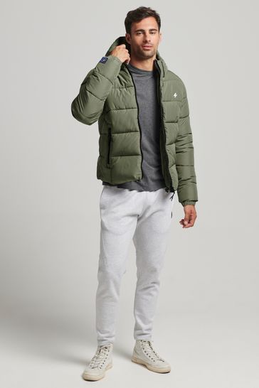 Superdry Green Sports Puffer Hooded Jacket