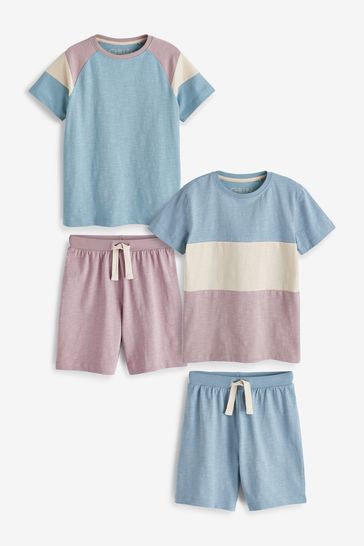 Blue/Purple Colourblock 2 Pack Short Pyjamas (3-16yrs)