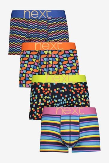 Bright Spot/Stripe Pattern Hipster Boxers 4 Pack