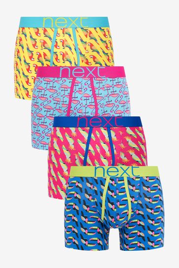 Bright Bird Print 4 pack A-Front Boxers
