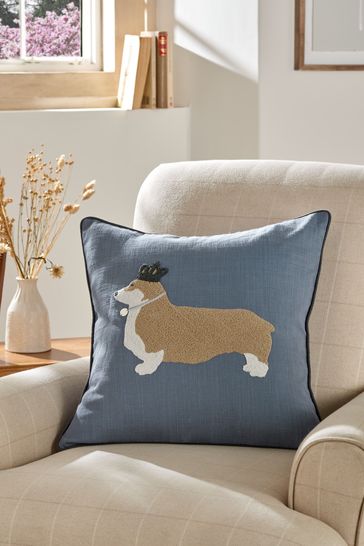 Blue Royal Corgi Cushion