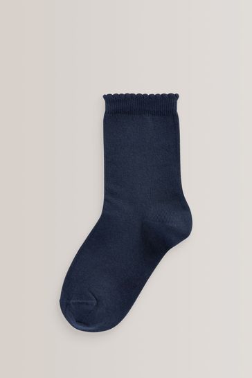 Navy Blue 5 Pack Cotton Rich School Ankle Socks