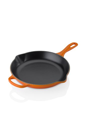 Le Creuset Orange 26cm Signature Cast Iron Frying Pan with Metal Handle