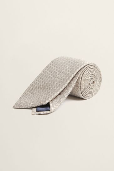 MOSS Cream Semi-Plain Silk Tie