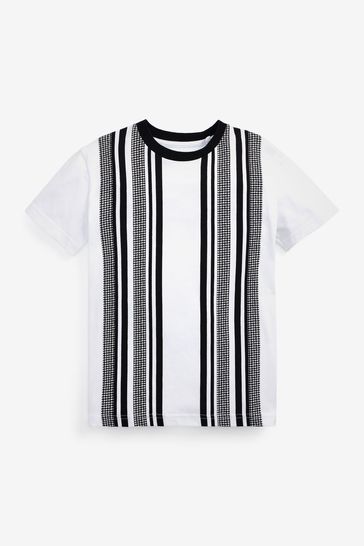 White/Black Vertical Stripe Short Sleeve T-Shirt (3-16yrs)
