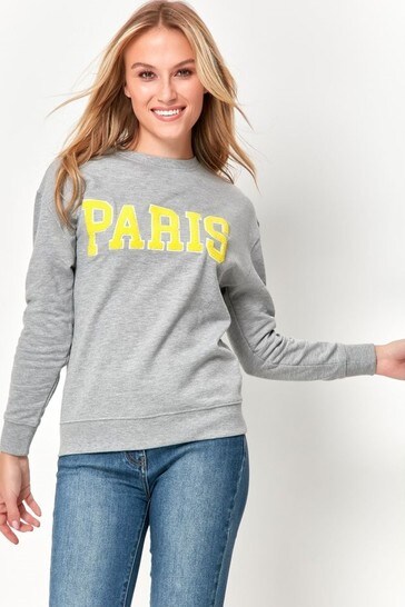M&Co Grey Paris Slogan Sweatshirt