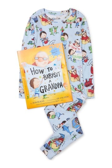 Hatley Blue Long Sleeve How To Babysit Grandpa Pyjama Set