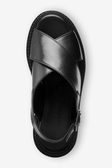 Black cross strap sandals cheap