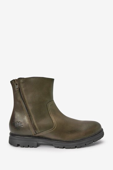 Base London Green Throttle Leather Boots