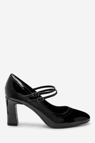 Amazon.com | Women T Strap Mary Janes Patent Leather Platform Pumps Block  High Heels Square Toe Buckle Pumps Chunky Vintage 1950s Dress Pumps(Black,US  Size 6) | Pumps