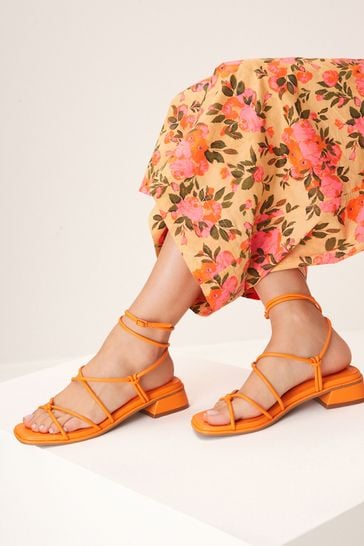 Buy Orange Forever Comfort Knot Detail Ankle Strap Sandals from Next Luxembourg