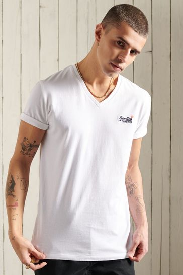 Superdry White Label Vintage Embroidery V-Neck T-Shirt