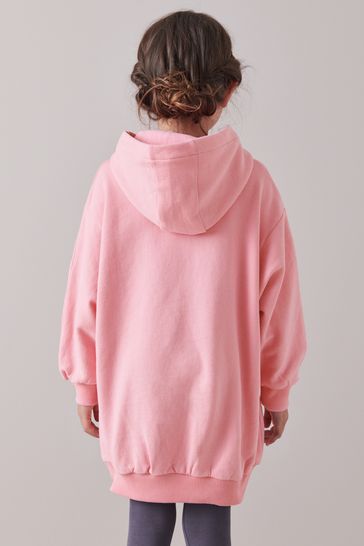 Pink longline hoodie sales