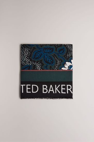 Ted Baker Blue Heny Light Weight Silk Wool Mix Scarf