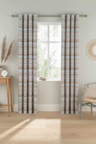 Sam Faiers Blue Serena Stripe Eyelet Curtains