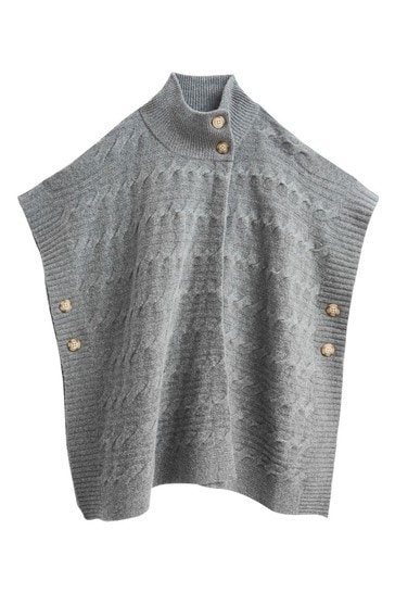 White Stuff Grey Ivy Cable Poncho