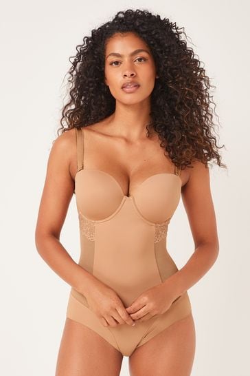 Buy Tan Brown DD+ Firm Tummy Control Lightly Padded Lace Body from
