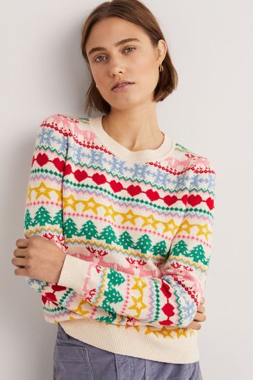 Buy Boden Yellow Christmas Jumper from Next Luxembourg