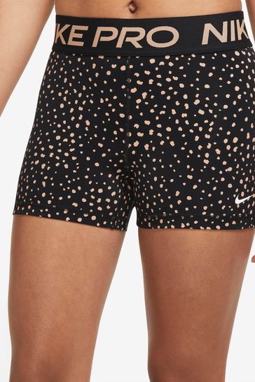 Nike Pro Black Dri-FIT Leopard Dot 3 Inch Shorts