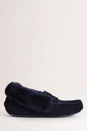 Boden Blue Moccasin Slippers